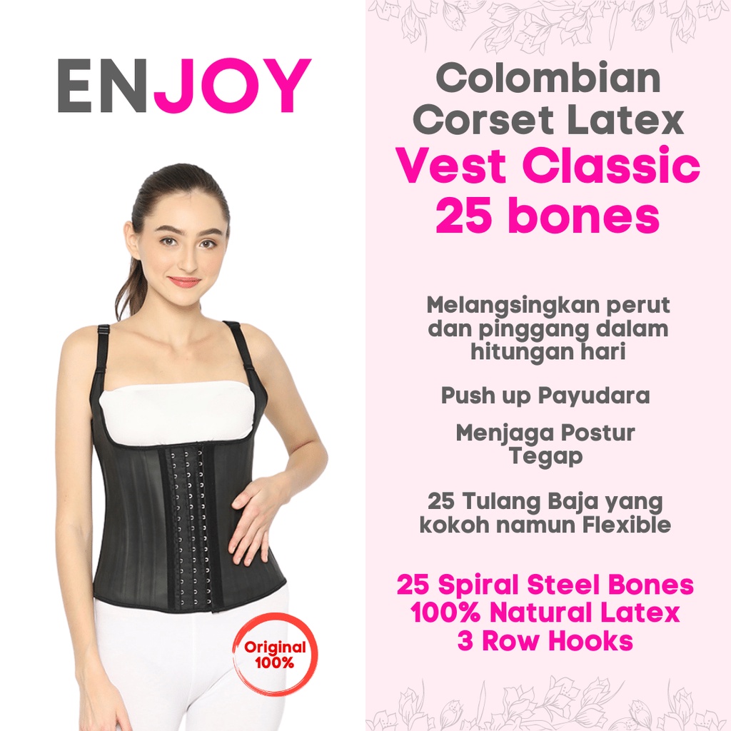 Latex Vest Rompi 25 Bones Classic / Corset Stagen bengkung / Korset Vest Rompi 25 Tulang / Peramping