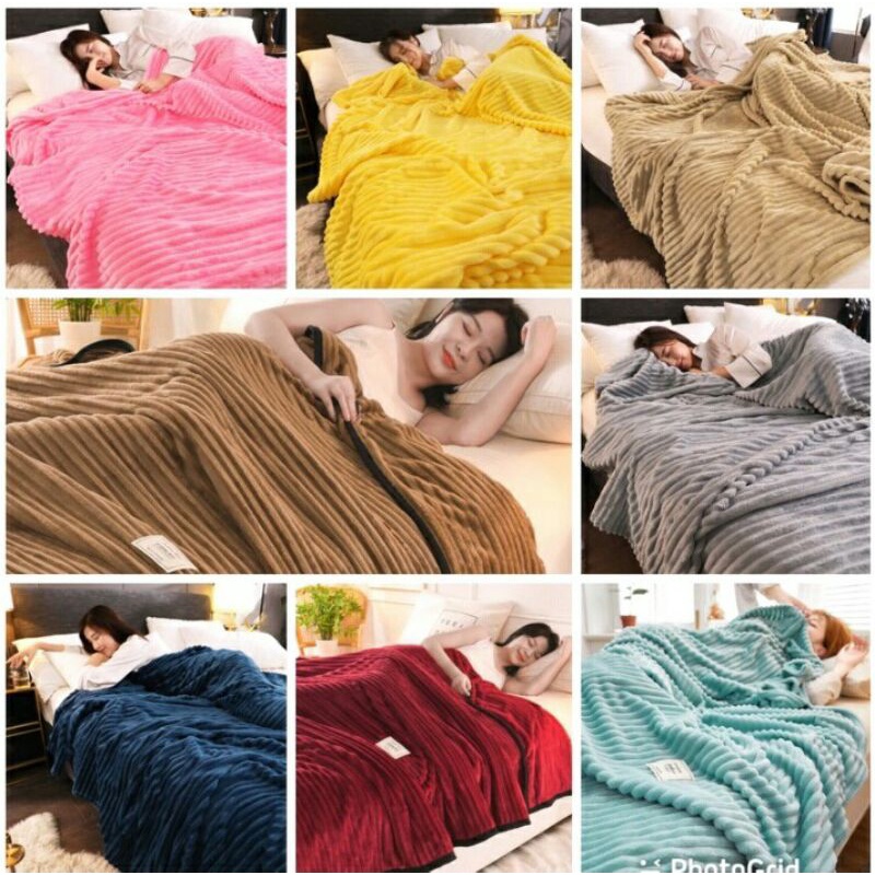Selimut/blanket bulu polos dewasa minimalis 180x200 bulu lembut/FLEECE DEWASA/embos salur