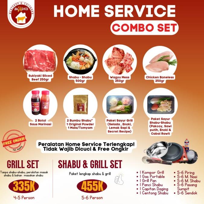 

HOME SERVICE COMBO SET GRILL SLICE BEEF SUKIYAKI, WAGYU, CHICKEN, BBQ FSDGDF252