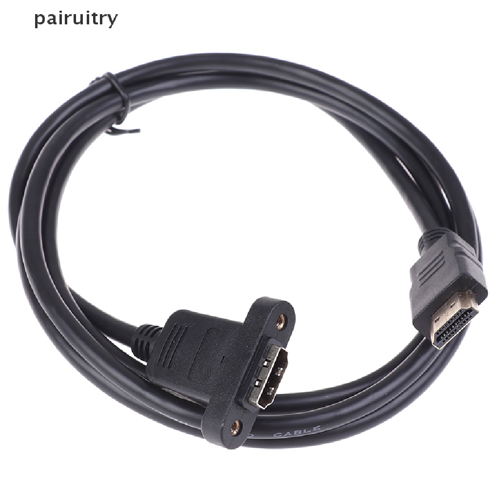 Prt 1Pc Kabel Extension HDMI Male Ke Female Lapis Emas Dengan Panel Sekrup PRT