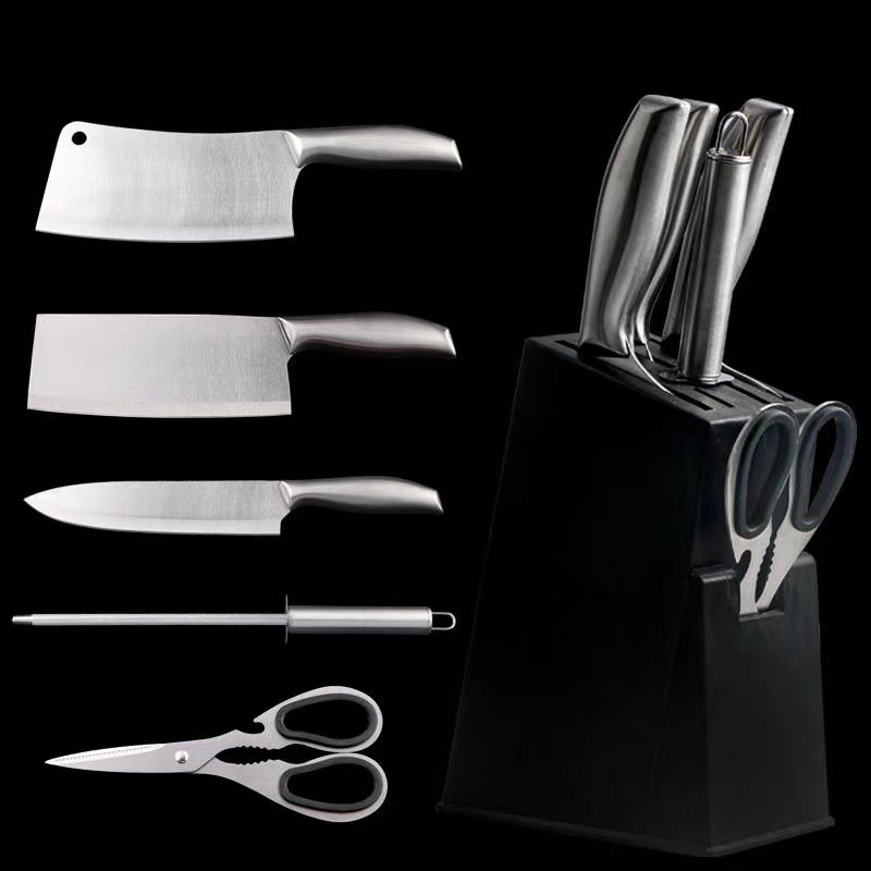 Pisau Dapur Set 6 in 1 Stainless Steel Premium Super Tajam Anti Karat | Pisau Daging | Pisau Sayur | Gunting | Asahan Pisau | Block Acrylic Perlengkapan Dapur Import Terbaru - J22 - Comfort Homes