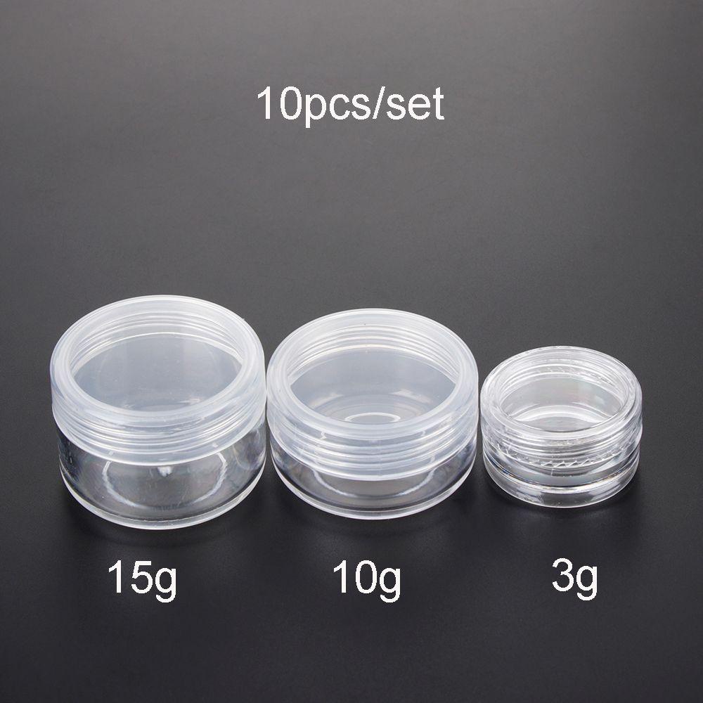 Solighter 10pcs Sample Canisters Kosong Transparan Pot Botol Plastik Wadah Makeup