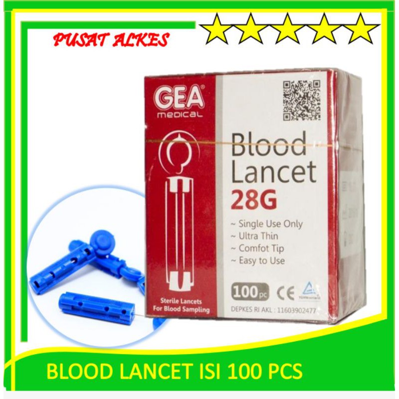 Jual Blood lancet gea 28 G isi 100 Blood Lancet Bekam 28G Isi 100 Jarum Pengambil Darah Shopee
