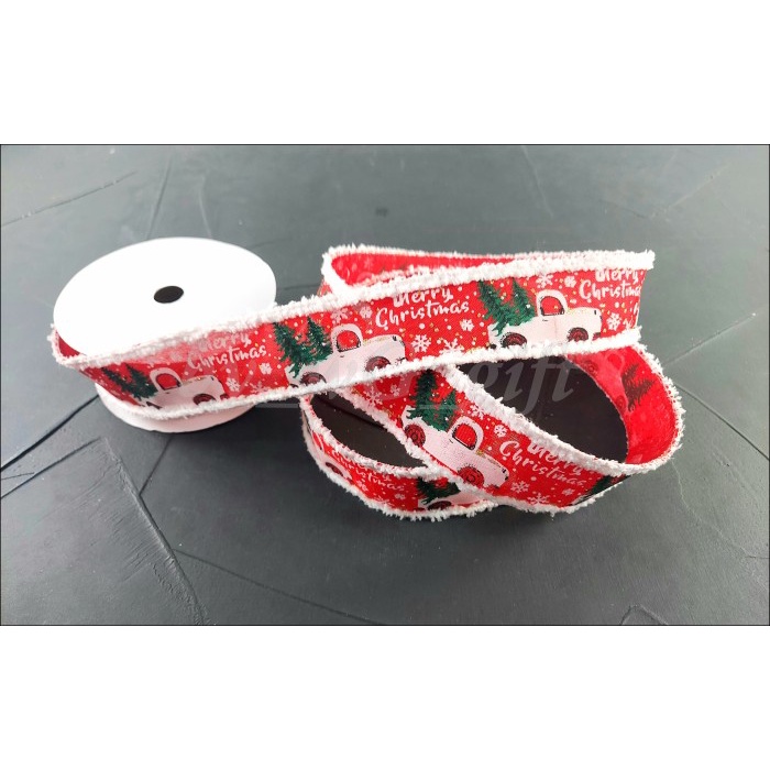 

Pita Natal Christmas - Merah - Mobil - Pinggir Bulu ; Lebar 5 cm