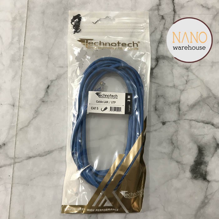 Kabel Internet LAN Cat5 UTP RJ45 3 Meter Original TECHNOTECH