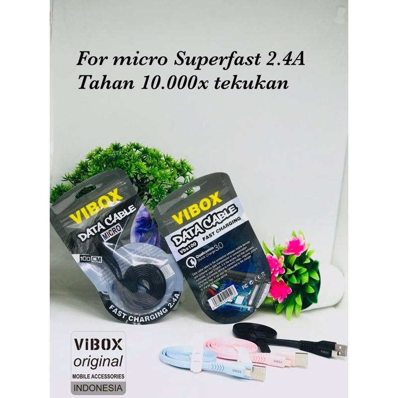 GROSIR KABEL DATA VIBOX VB100 MICRO TYPE C  SUPERFAST ORIGINAL 2.4A BY B TYPE FACTORY