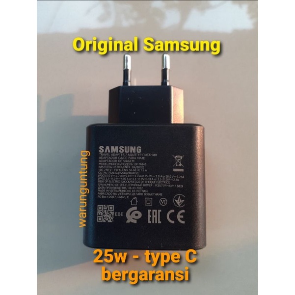 Kepala Charger Samsung Z Fold 3/S21 FE/S20+ 25w Super fast charging 5G type C Original