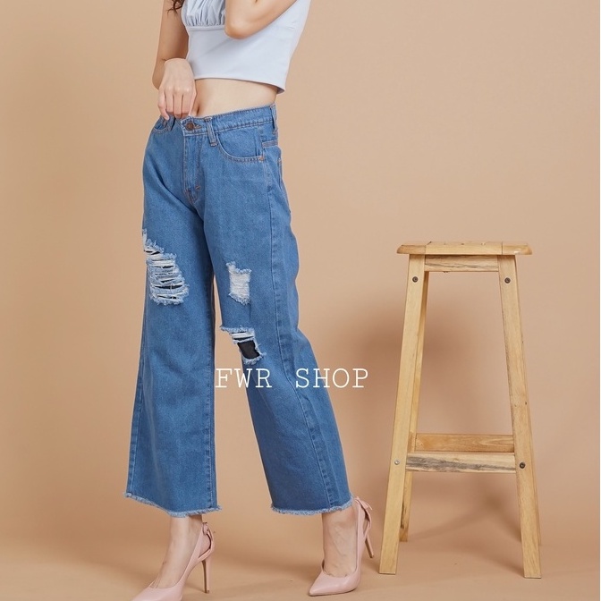 FWR - LABELA RIPPED FURING JEANS CULLOTE