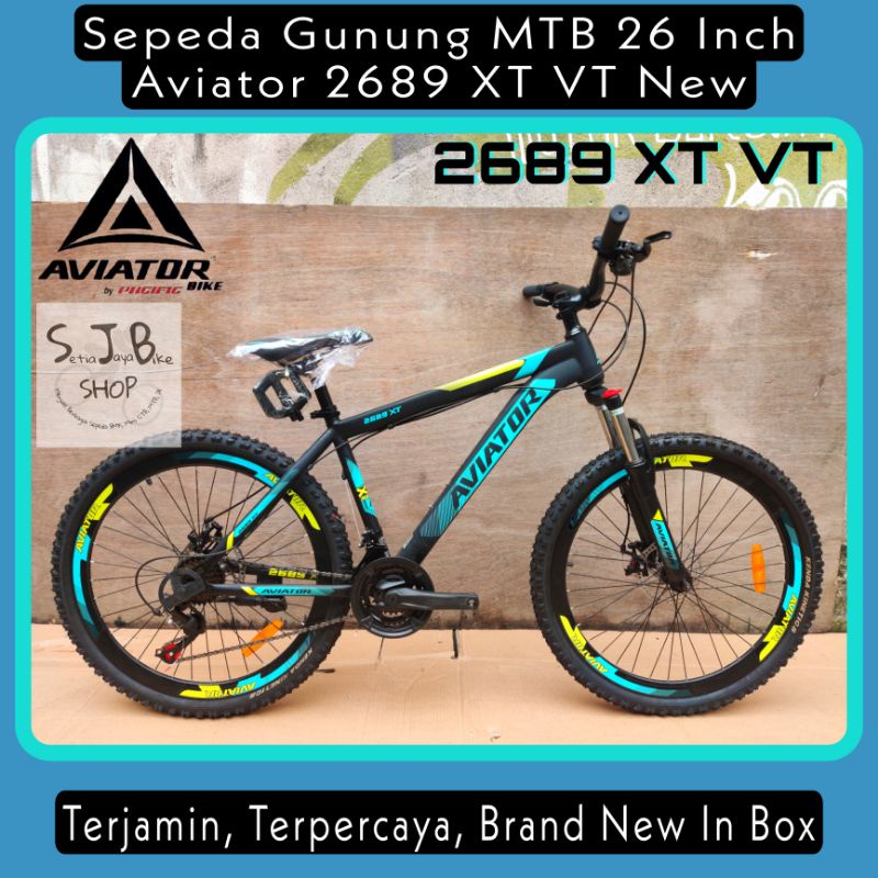 Sepeda Gunung MTB 26 Inch AVIATOR 2689 XT VT New Steel Hi-Ten 3x8 Speed