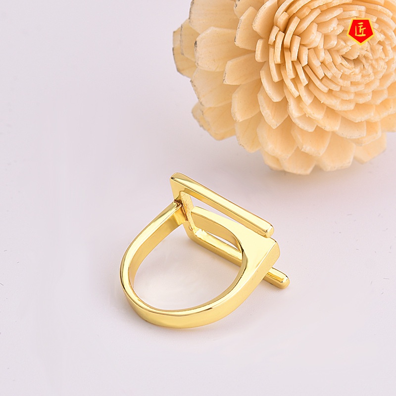 [Ready Stock]Niche Geometric Gold Ring Women's Fashion Personality