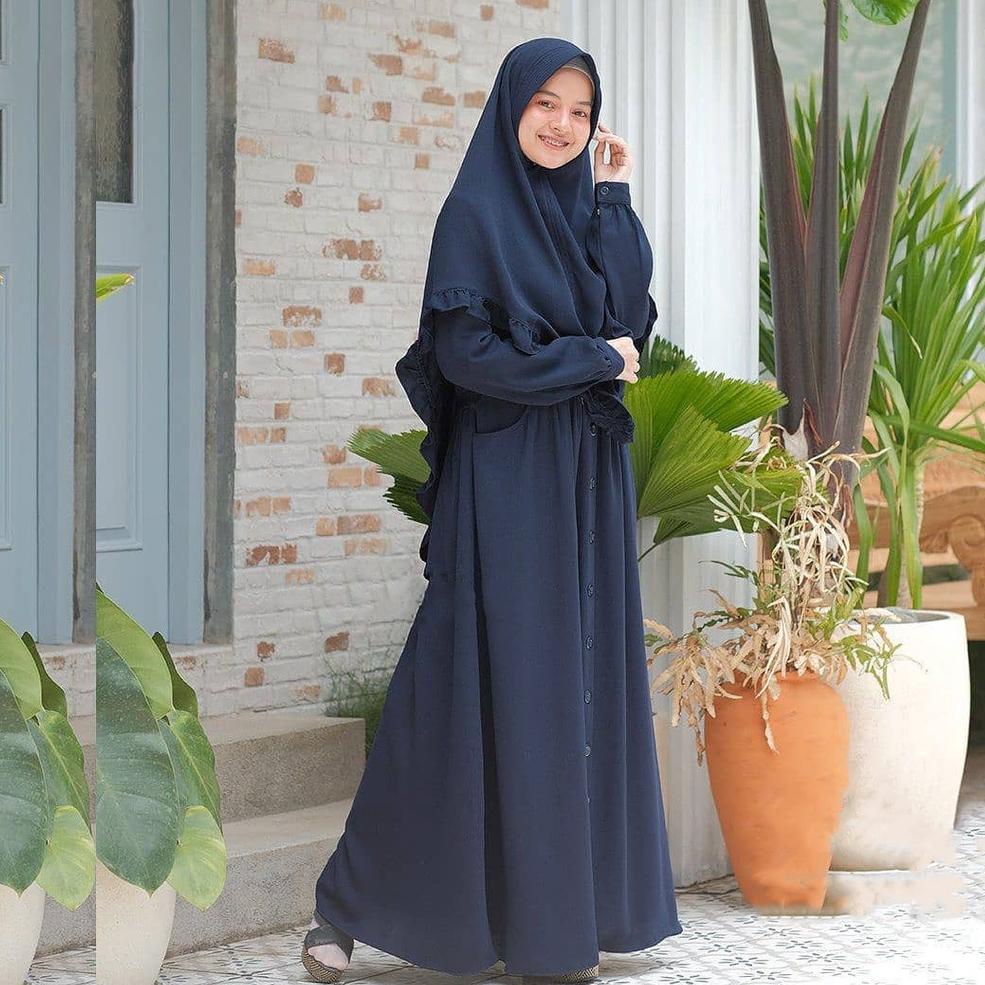 ☃ [R.A] Elbina Syari Set Gamis + Khimar Setelan Hijab Syar'i Termurah CODE894
