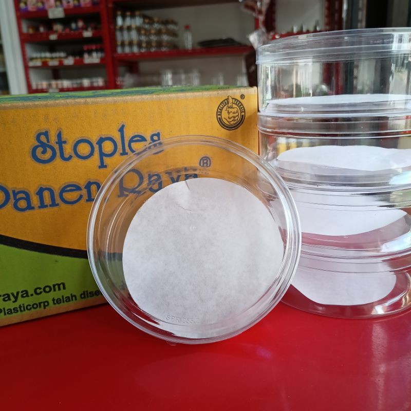 Toples Bulat Panen Raya 250 ml / Stoples Lingkaran Kue Kering 250 gr / Dessert Box Bundar