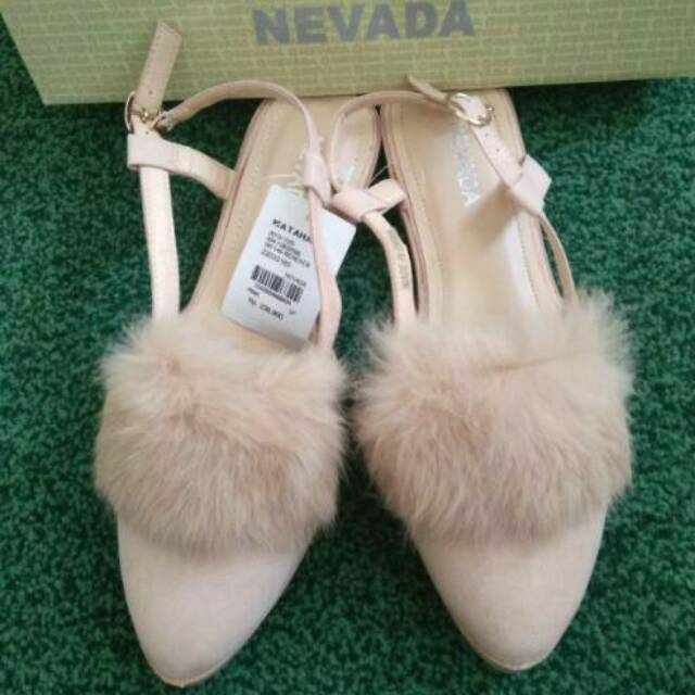 NEVADA Sz 38 Sepatu Flatshoes Model Rumbai Pompom Kait Slingback brand Matahari original