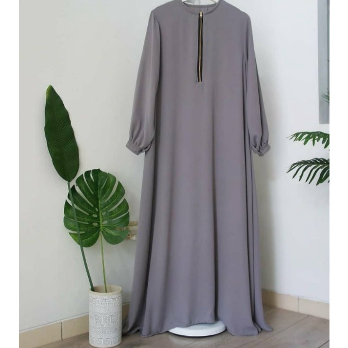 GAMIS RAISA POLOS JUMBO UP TO LD 140 BAHAN MOSCRAPE HALUS-7