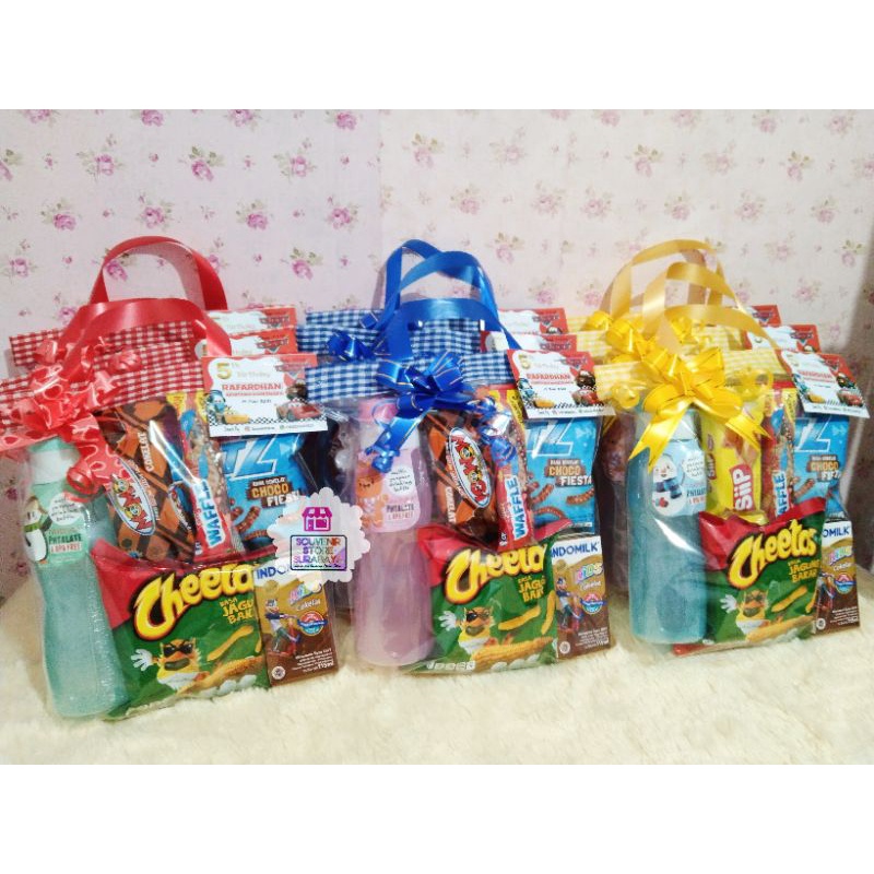 Souvenir Ultah Botol Fliptop/ Snack Ulang Tahun / Bingkisan Ultah Anak / Paket snack souvenir botol