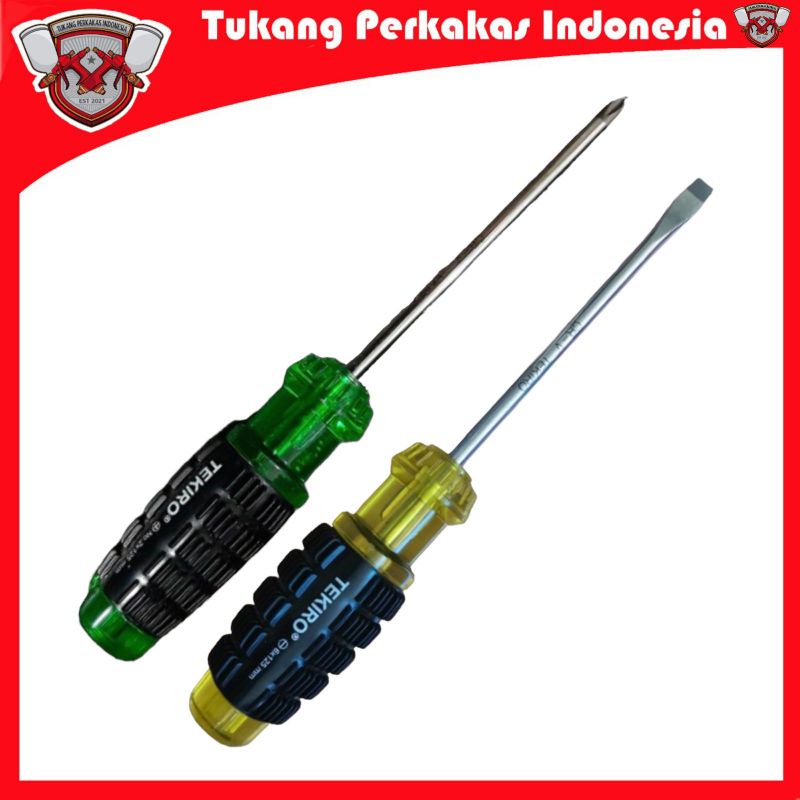 Tekiro 2pcs Obeng Gagang karet Plus&amp;Minus 5inch 6×125mm