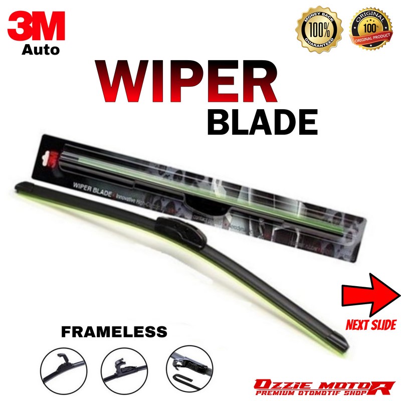 3M WIPER BLADE KACA MOBIL FRAMELESS U SHAPE HOOK WIPER MOBIL 16 INCH