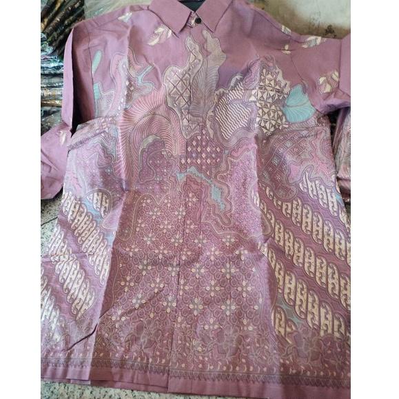 baju batik pria lengan panjang PINK DUSTY KEUNGGUAN SOF ORIGINAL PREMIUM KEKINIAN BATIK SOLO GVTHG79