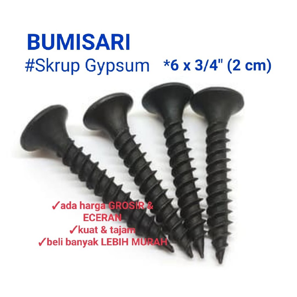 SKRUP GYPSUM / GIPSUM 6 X 2 (2 CM) / - per DUS isi +/- (500) PCS