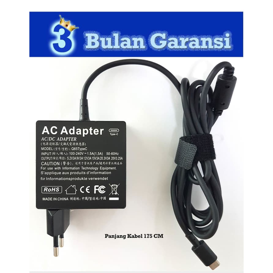 Charger Adaptor USB C 65W HP Pro X2 612 G2, Elitebook  X2 , x360 1030