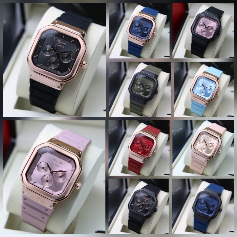NEW VERSION  JAM TANGAN WANITA ALEXANDRE CHRISTIE AC 2811 / AC2811 RUBBER ORIGINAL