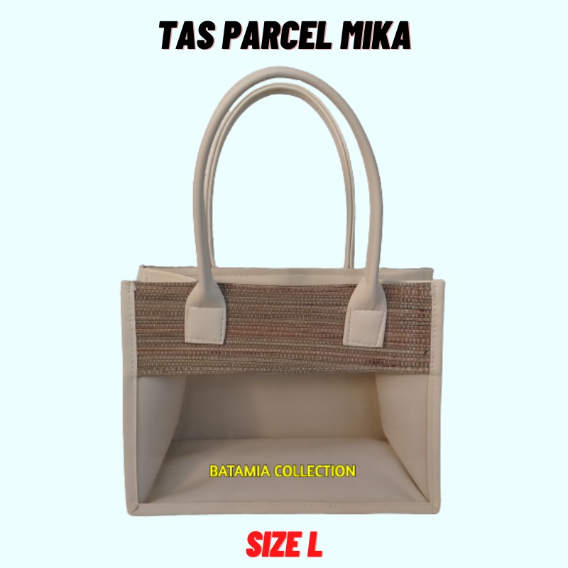 Tas Hampers Mika Ukuran L Keranjang Parcel Mika Transparan Kombinasi Mendong