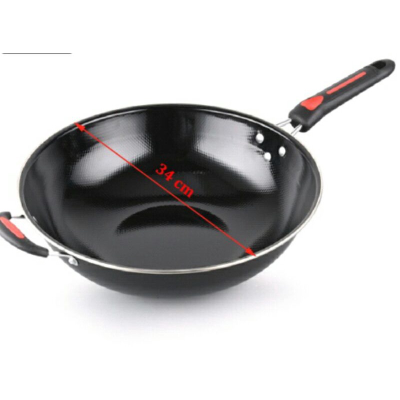 Wajan Enamel Gagang 34 cm / Kuali Hitam Anti Lengket 34cm HC