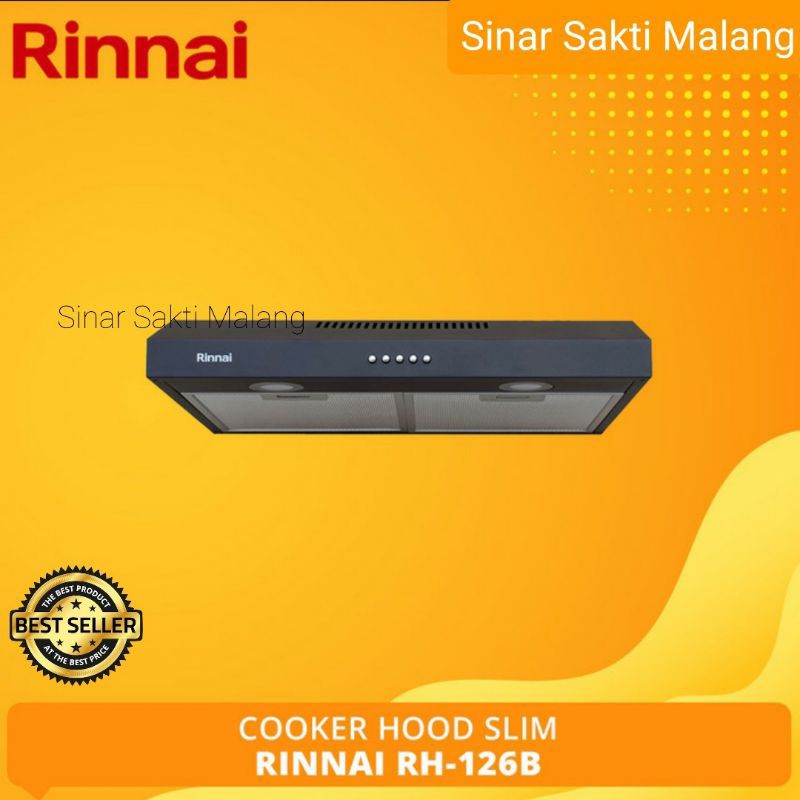 Cooker Hood Rinnai RH-126B Slim Hood Penghisap Asap Kompor Dapur RH 126 B