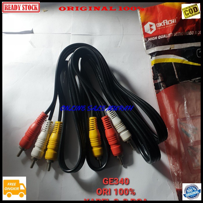 G340 Kabel rca audio video 1,5 meter sound suara tv dvd stereo jek jack sambungan elektronik elektrik monitor speaker spk musik DLL multi fungsi universal G340   KABEL RCA AUDIO VIDEO 3 - 3 kuning merah biru * Penyambungan Kabel Multifungsi Audio