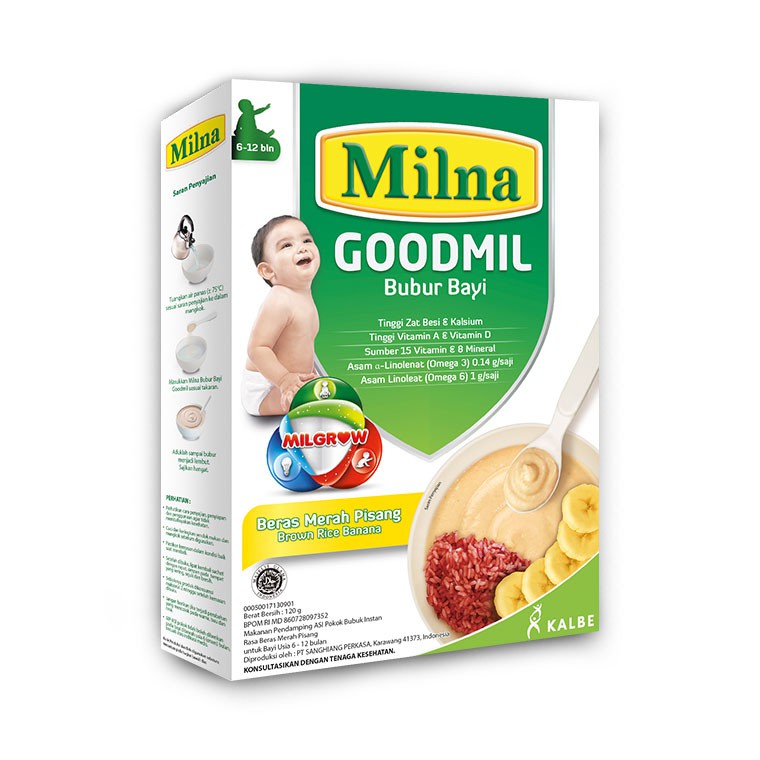 Milna Goodmil Bubur Bayi Khusus Beras Merah Pisang 120g 6-12 bln