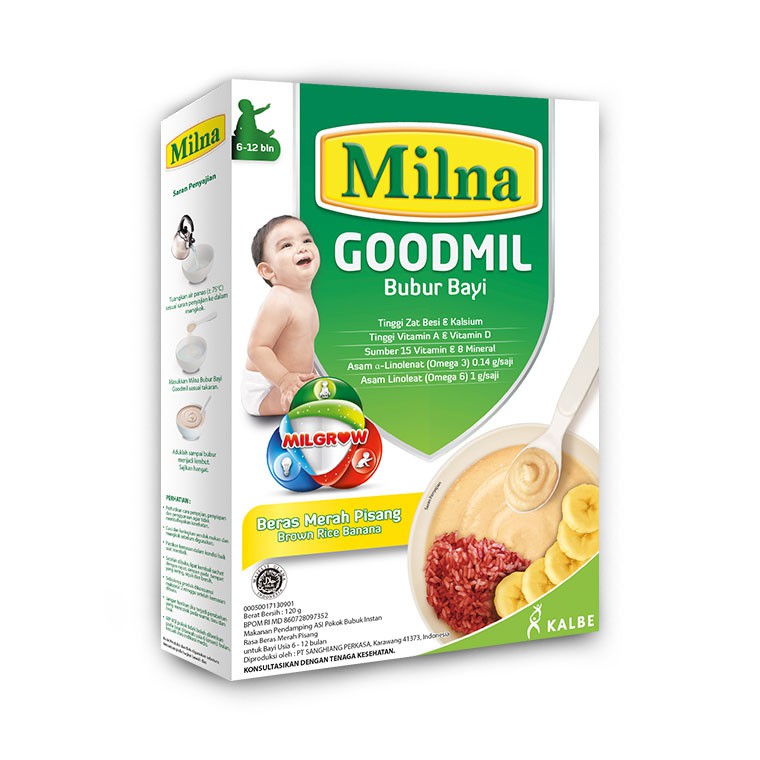 Milna Goodmil Bubur Bayi Khusus Beras Merah Pisang 120g 6-12 bln