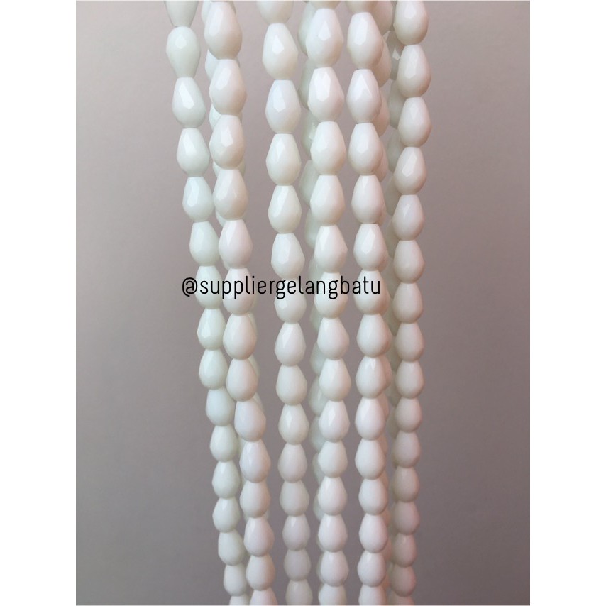 kristal Tetes ceko 13mm x 8mm WHITE DOFF beads crystal Putih Susu aksesoris craft pria wanita model