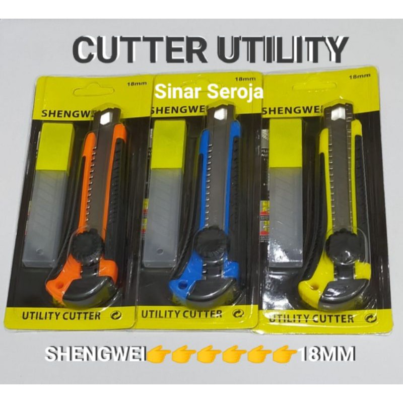 Pisau Cutter cuter Besar Gagang Anti Slip Kawachi Gratis 2 Mata Pisau