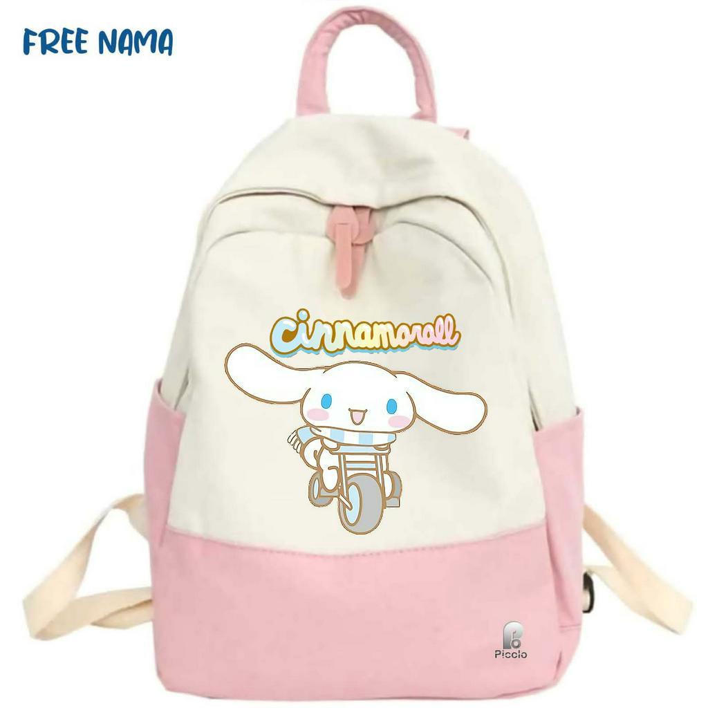 TAS RANSEL BACKPACK ANAK SEKOLAH MOTIF KARAKTER CINNAMOROLL SANRIO (FREE NAMA)