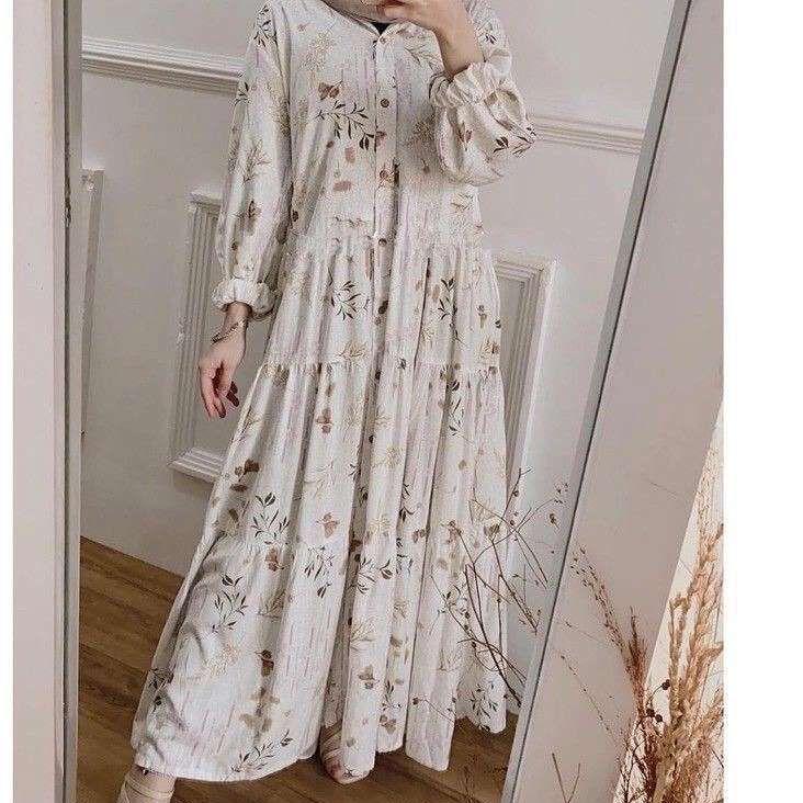 Terbagus.. ABERIA DRESS FULL KANCING BUSUI - GAMIS RAYON JUMBO MOTIF ABERIA BUSUI - ZULIA MAXI DRESS