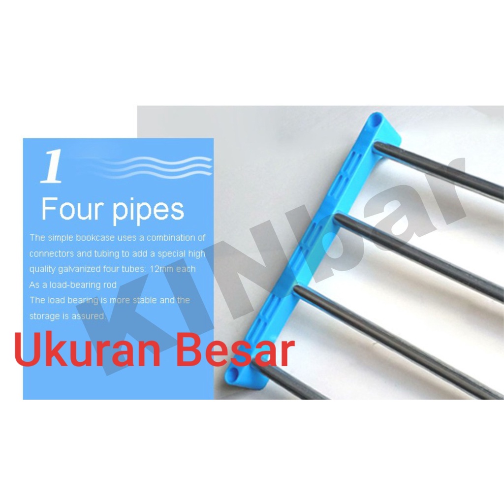 K339 HITAM PUTIH - Rak Buku Portable Rak Serbaguna 5 Lapis - KINBAR