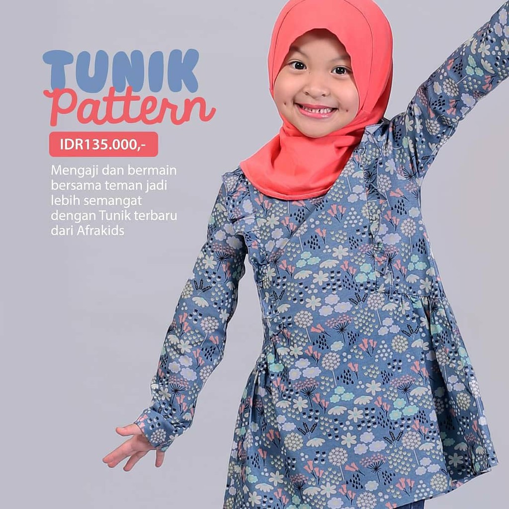 Tunik Pattern Flower Afrakids TP001 untuk usia 2-12 tahun