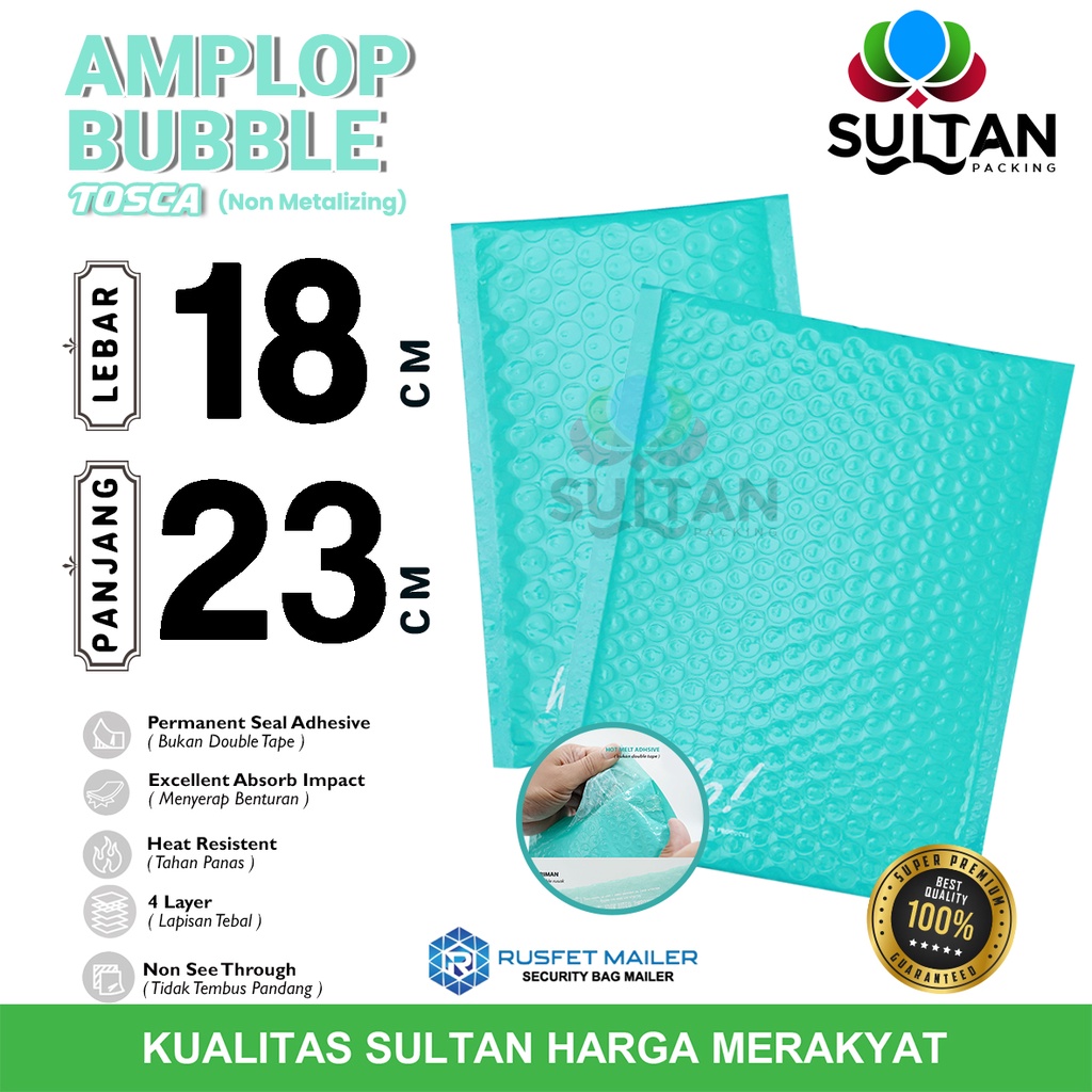 

AMPLOP BUBBLE MAILER 18x23cm TOSCA WRAP ENVELOPE PREMIUM SATUAN RUSFET