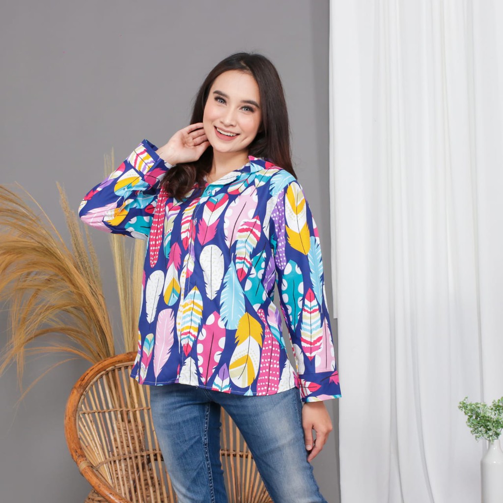 Tokomilkan - Atasan Wanita Motif Corak Tunik APRILIA SHIRT | Blouse Wanita