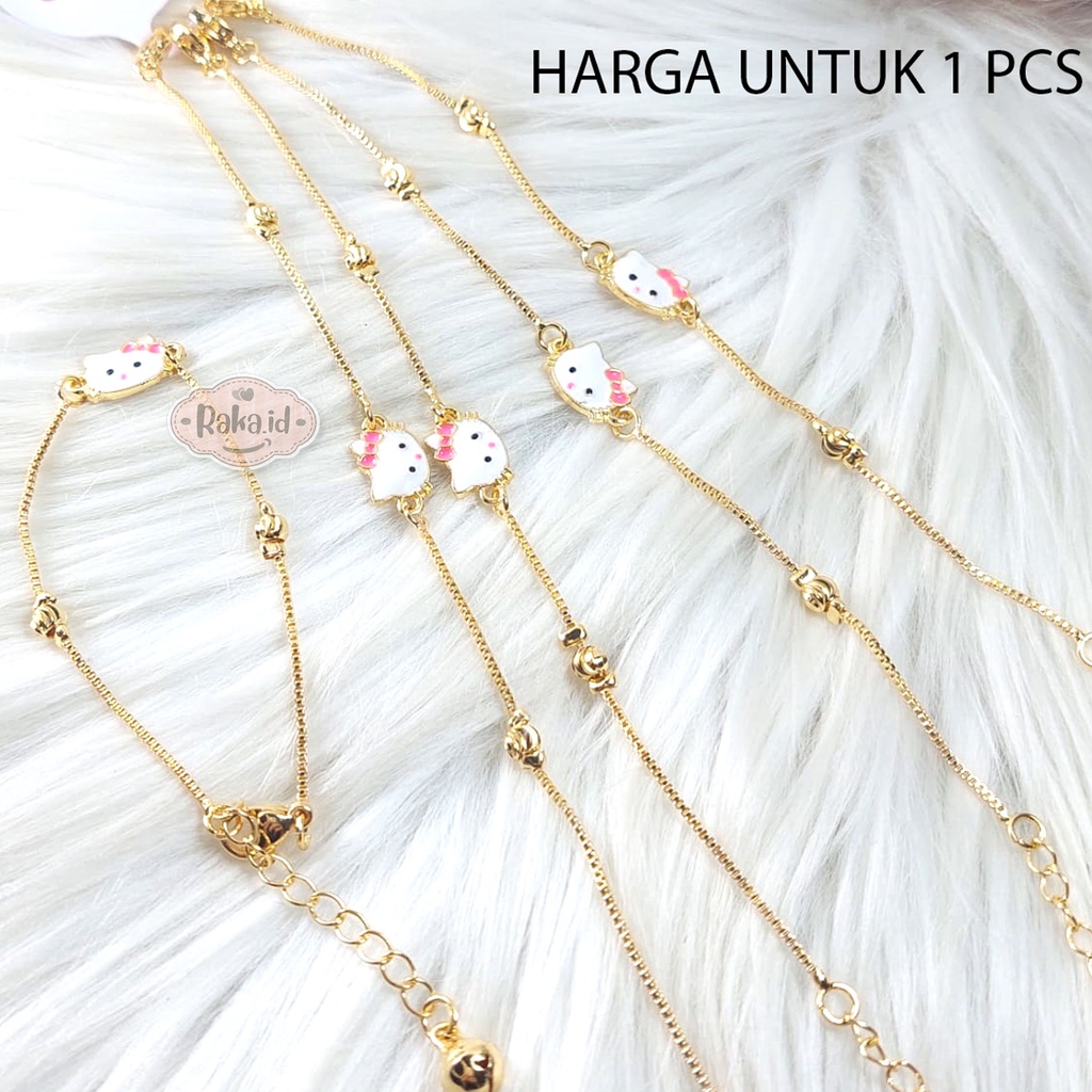 Gelang Tangan Anak Motif Muka Hello Kitty Pita Perhiasan Anak 1162