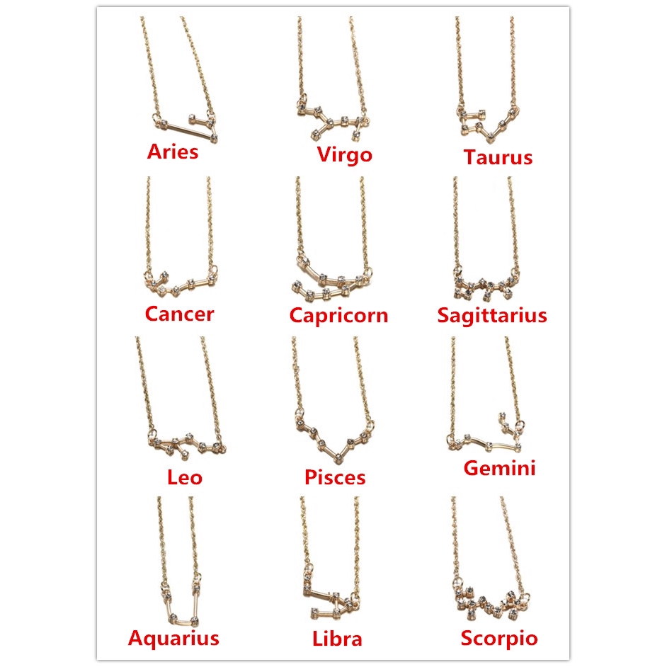 【TERSEDIA &amp; COD】Emas Gadis Korea Dua Belas Constellation Liontin Kalung