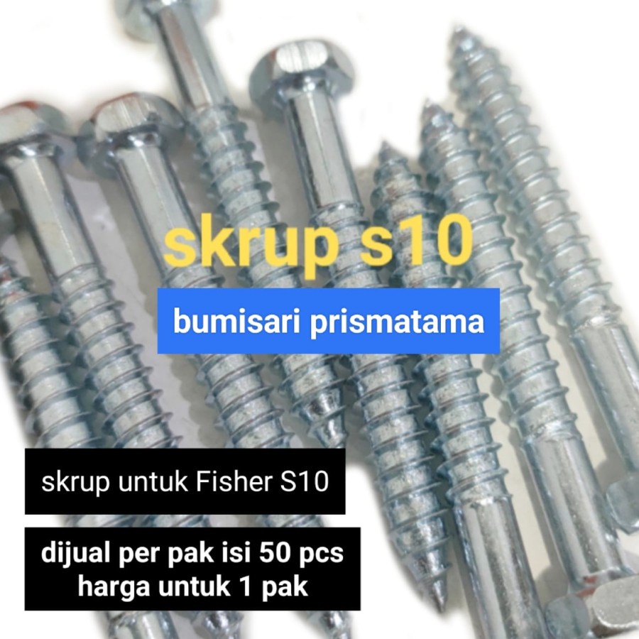 Jual Sekrup 1/4" x 2" (untuk fisher S10) per pak isi 50 buah | Shopee