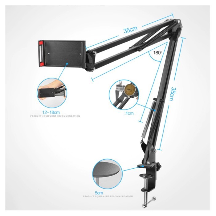 OVERHEAD VIDEO STAND BOOM ARM HOLDER TABLET HP JEPIT MEJA FLAY LAY D9T