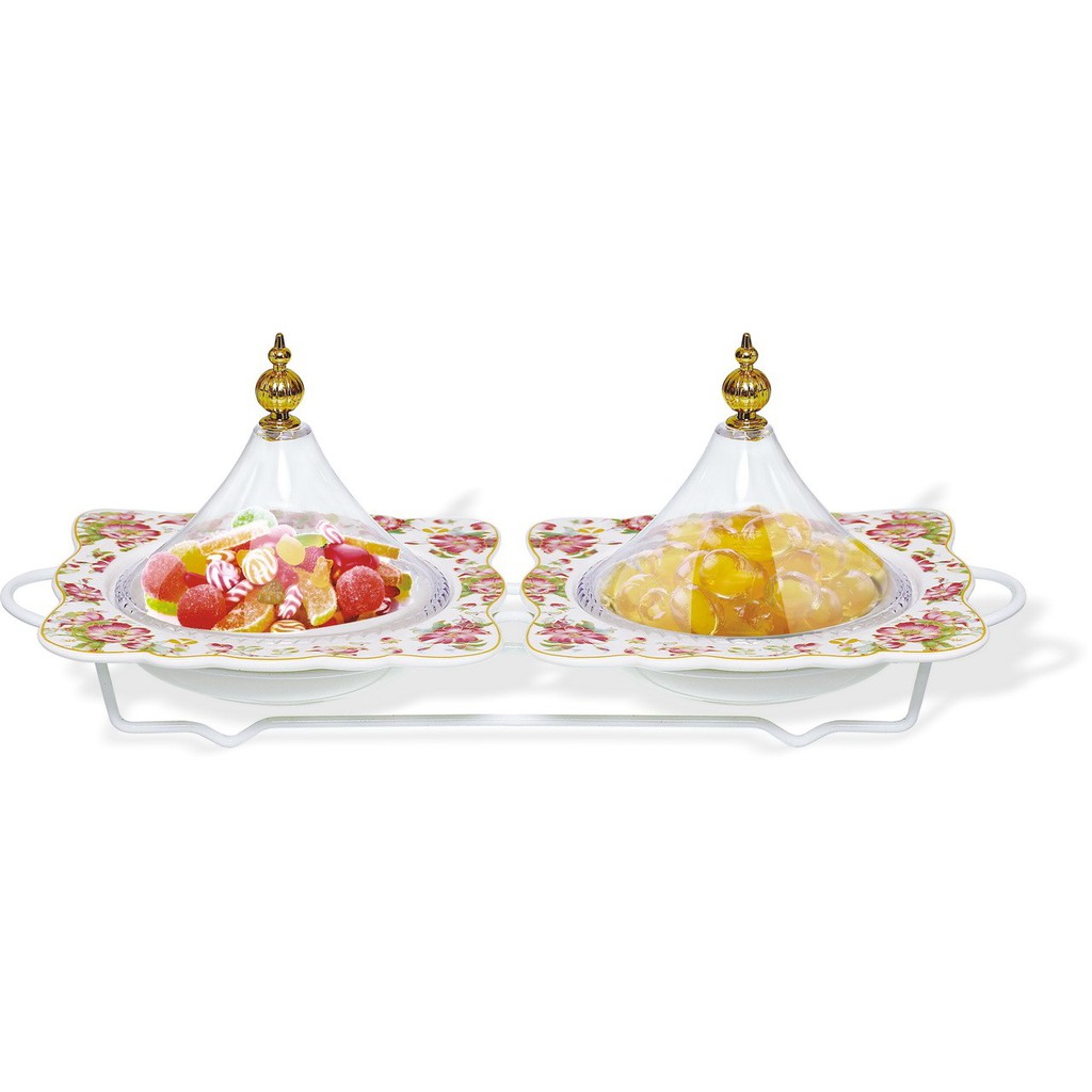 Piring kecil cekung vicenza tutup kerucut motif mawar melati  BA807