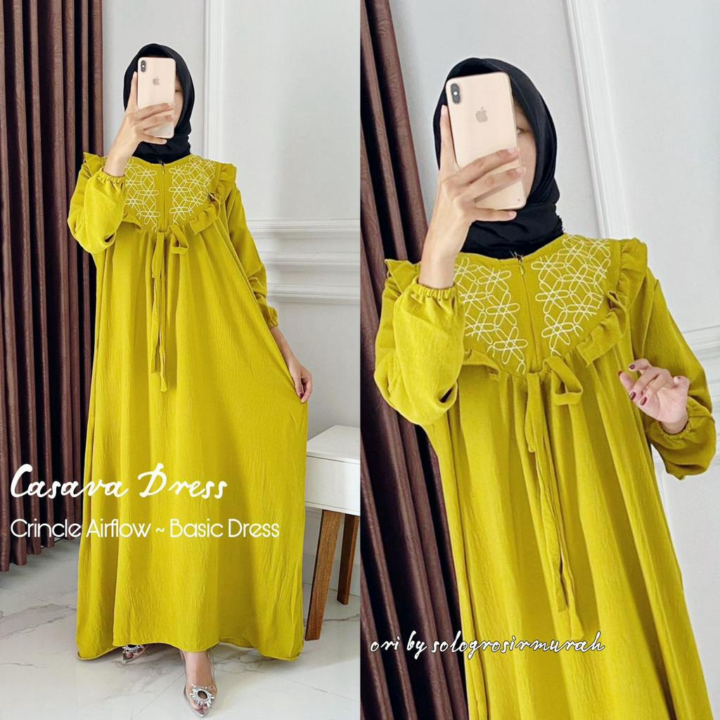 CASAVA DRESS CRINCLE AIRFLOW LD 110CM// GAMIS BORDIR BUSUI FRIENDLY