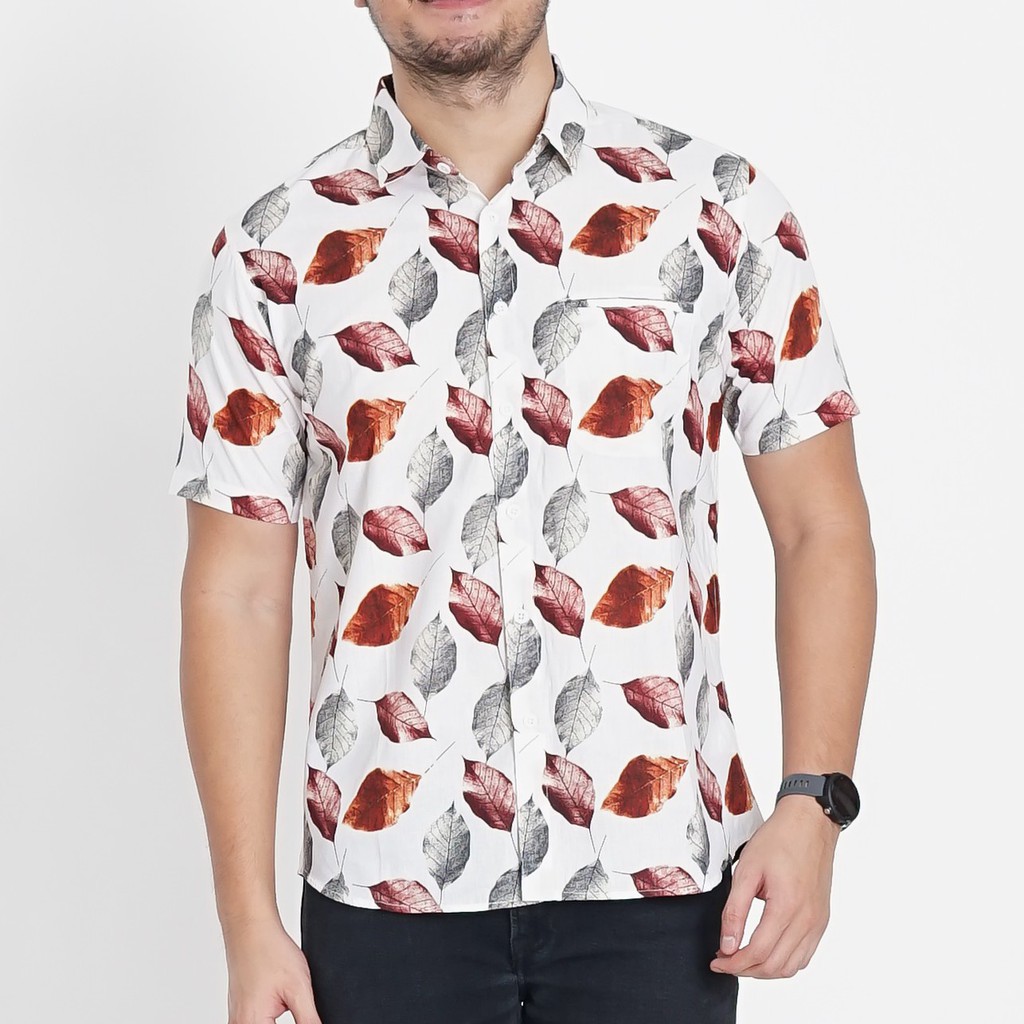 

Kemeja Casual / Kemeja Print Pria Motif Daun Tangan Pendek 2003.797.2