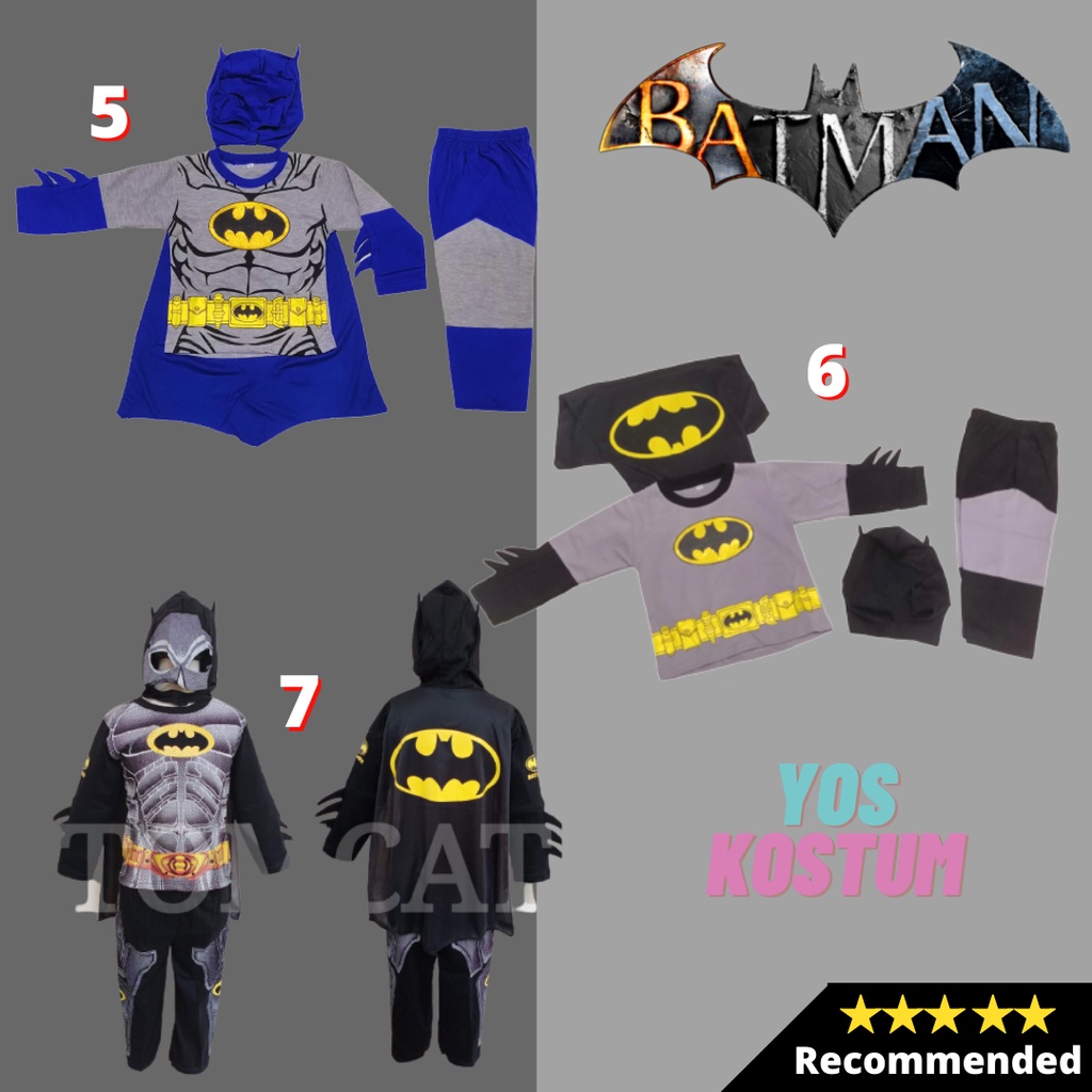 Kostum Anak Laki Laki Superhero Batman Setelan Baju Panjang Topeng Sayap