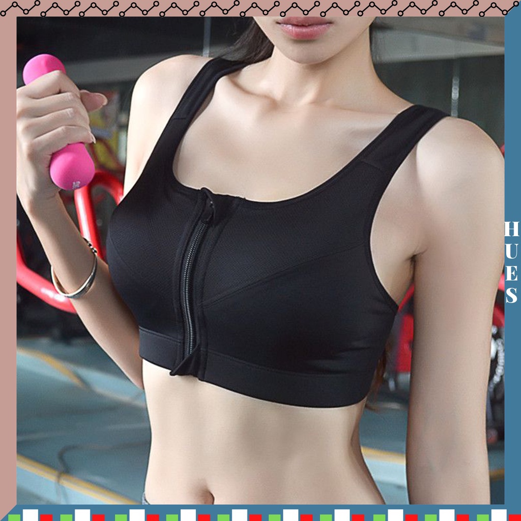 HUES.ID Sport Bra Push Up Gym Fitness Senam Zumba Jogging Yoga BH Wanita High Quality dengan Resleting 1100