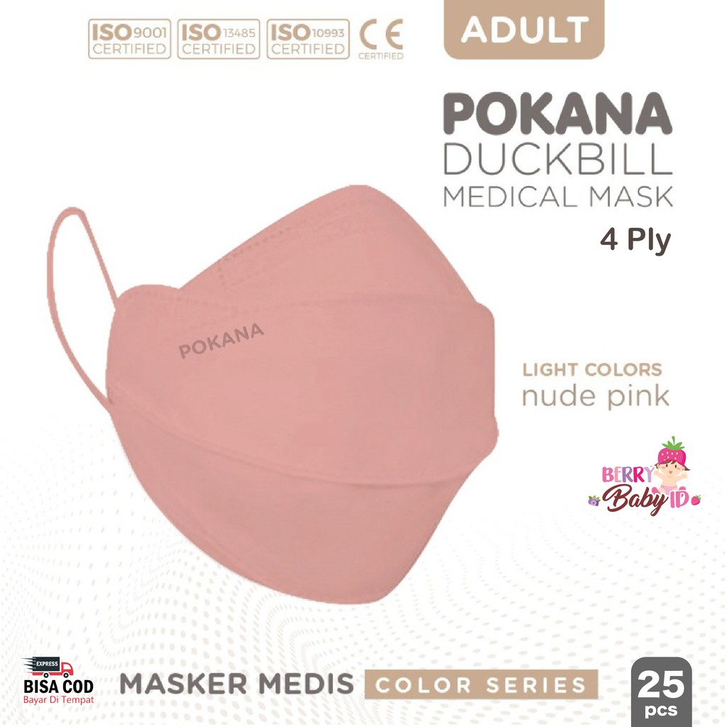 Pokana Adult Duckbill Medical Mask Color Series Masker Dewasa 25 Sheet Berry Mart