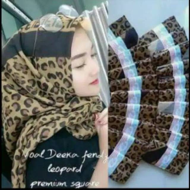 Jilbab hijab segi empat voal square motif leopard macan